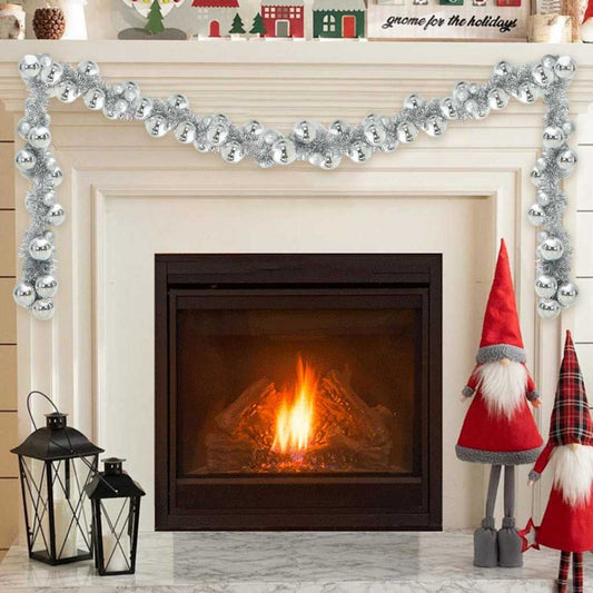 vidaXL Γιρλάντα με Χριστουγεννιάτικα Μπαλάκια Ασημί 186 εκ