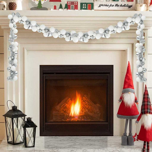 vidaXL Γιρλάντα με Χριστουγεννιάτικα Μπαλάκια Λευκό και Ασημί 186 εκ