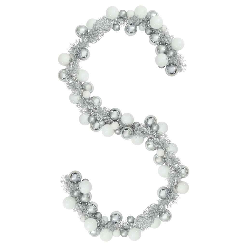 vidaXL Γιρλάντα με Χριστουγεννιάτικα Μπαλάκια Λευκό και Ασημί 186 εκ