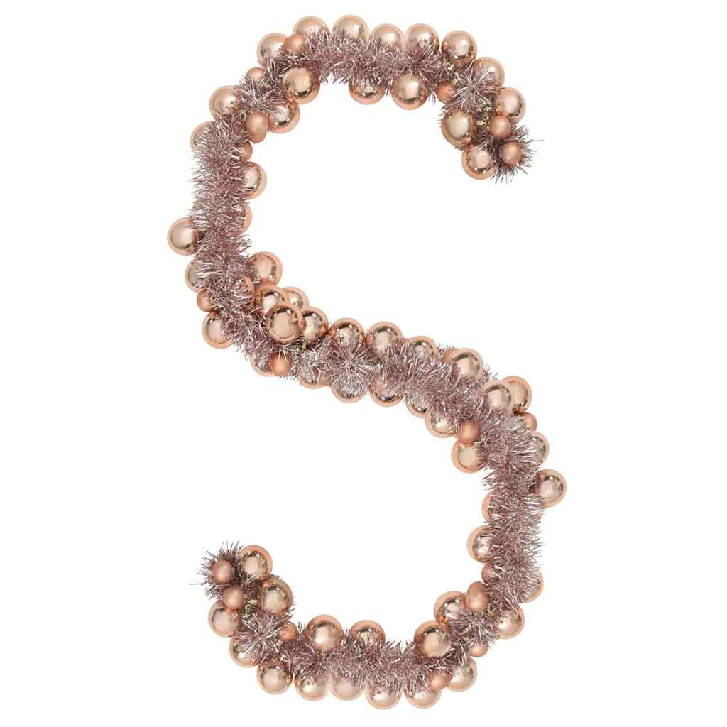 vidaXL Γιρλάντα με Χριστουγεννιάτικα Μπαλάκια Ροζ χρυσό 186 εκ