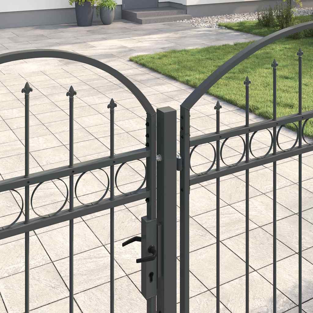 vidaXL Πύλη Κήπου με Καμπύλη Κορυφή Assen Γκρι 400 x 100 cm Ατσάλι