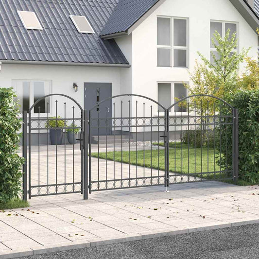 vidaXL Πύλη Κήπου με Καμπύλη Κορυφή ASSEN 400 x 100 cm Ατσάλι Γκρι