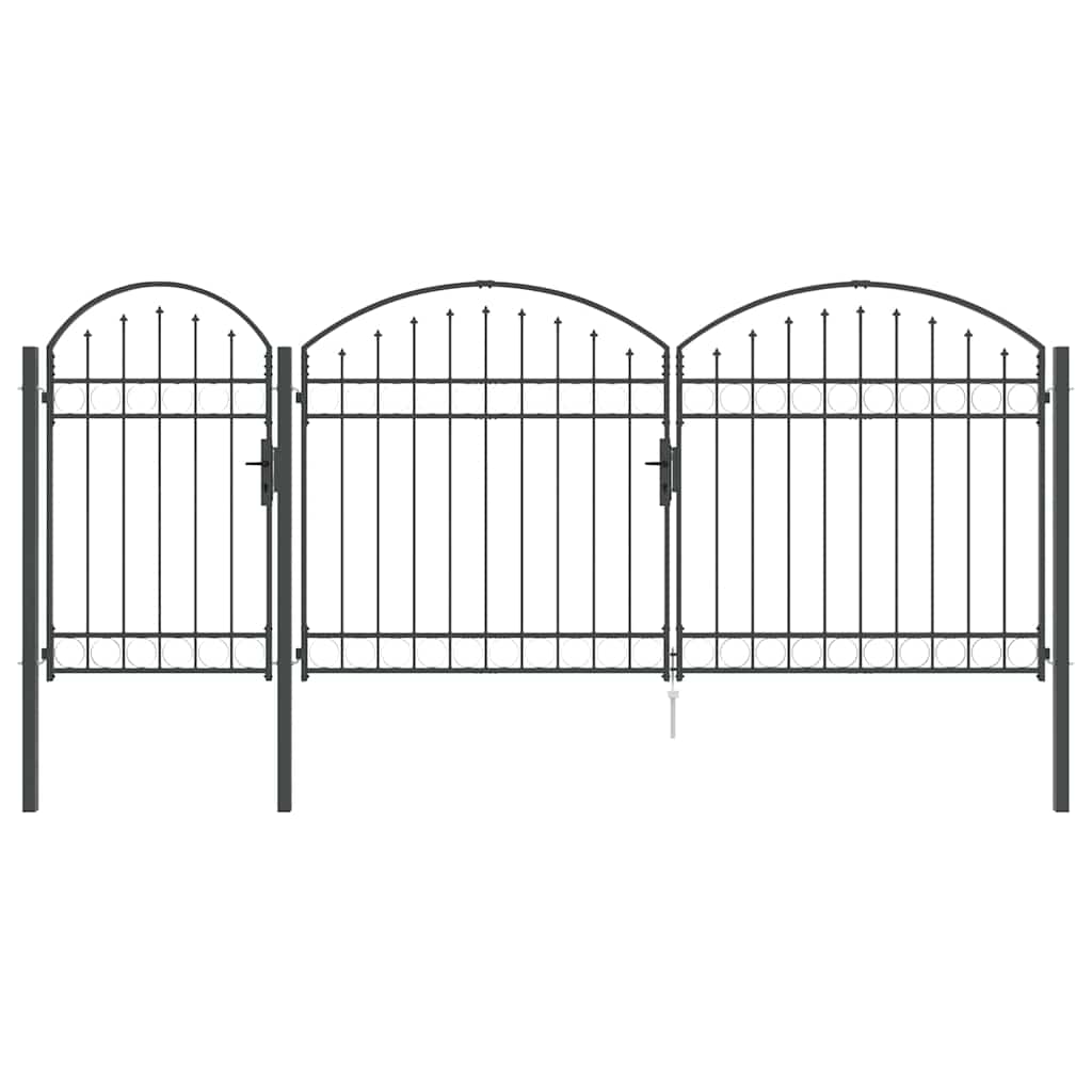 vidaXL Πύλη Κήπου με Καμπύλη Κορυφή Assen Γκρι 400 x 100 cm Ατσάλι