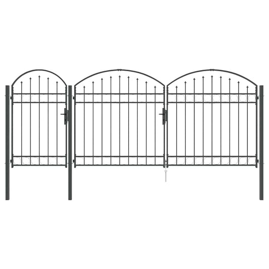 vidaXL Πύλη Κήπου με Καμπύλη Κορυφή ASSEN 400 x 100 cm Ατσάλι Γκρι