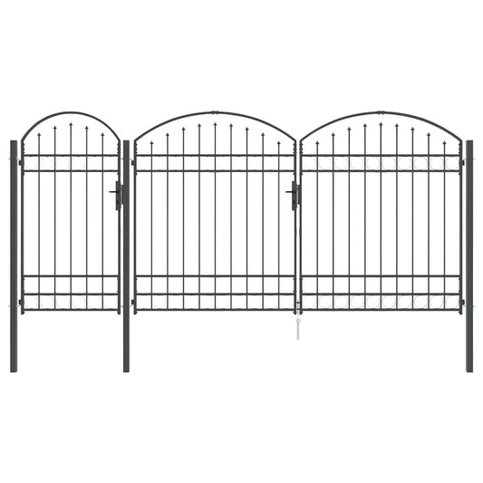vidaXL Πύλη Κήπου με Καμπύλη Κορυφή Assen Γκρι 400 x 125 cm Ατσάλι