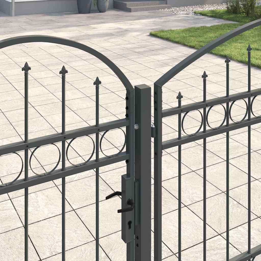 vidaXL Πύλη Κήπου με Καμπύλη Κορυφή Assen Γκρι 500 x 100 cm Ατσάλι