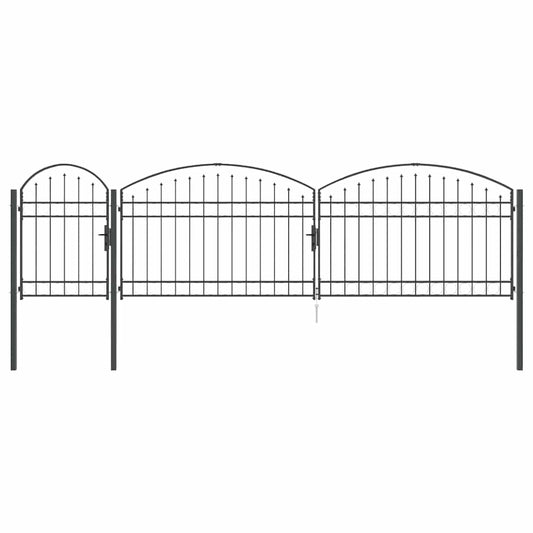 vidaXL Πύλη Κήπου με Καμπύλη Κορυφή Assen Γκρι 500 x 100 cm Ατσάλι