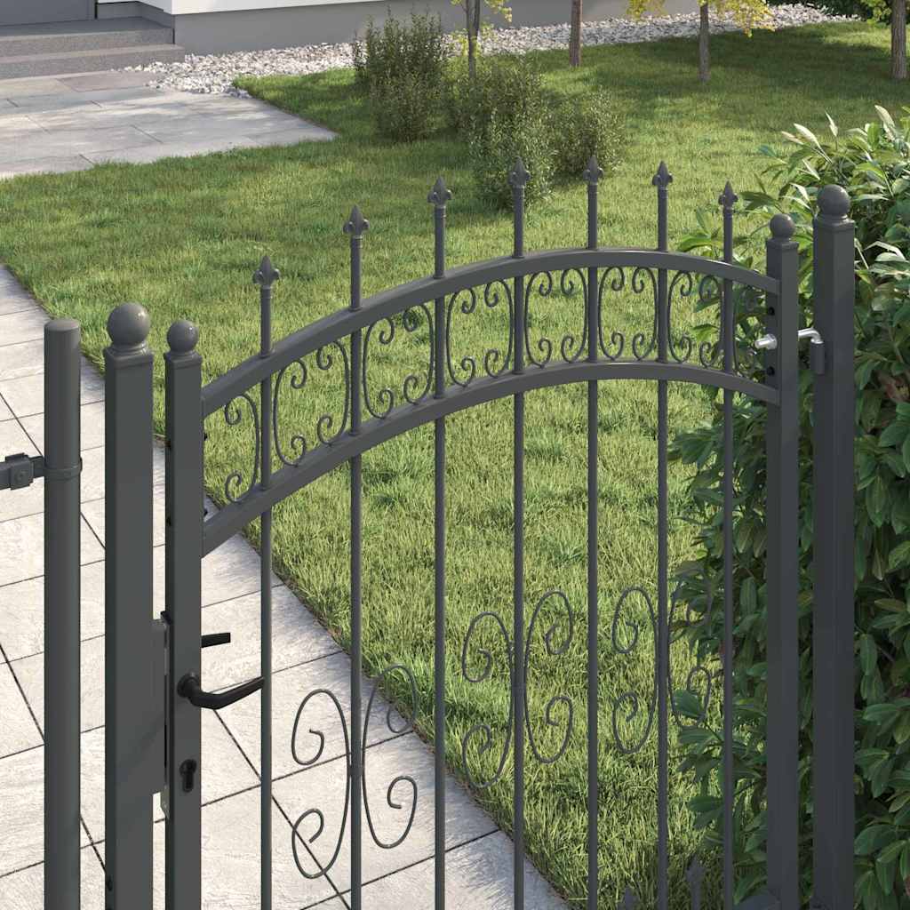 vidaXL Πύλη Φράχτη με Στρογγυλή Κορυφή Γκρι 103 x 175 cm Ατσάλι