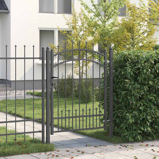 vidaXL Πύλη Φράχτη με Στρογγυλή Κορυφή Γκρι 103 x 175 cm Ατσάλι