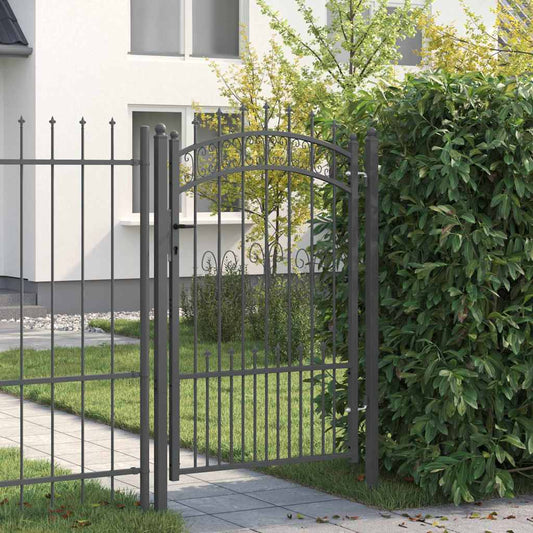 vidaXL Πύλη Φράχτη με Στρογγυλή Κορυφή Γκρι 103 x 200 cm Ατσάλι