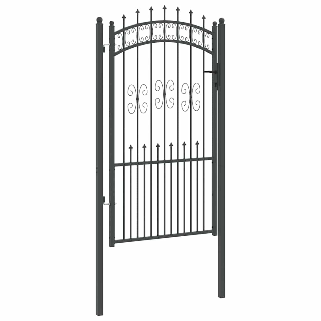 vidaXL Πύλη Φράχτη με Στρογγυλή Κορυφή Γκρι 103 x 175 cm Ατσάλι