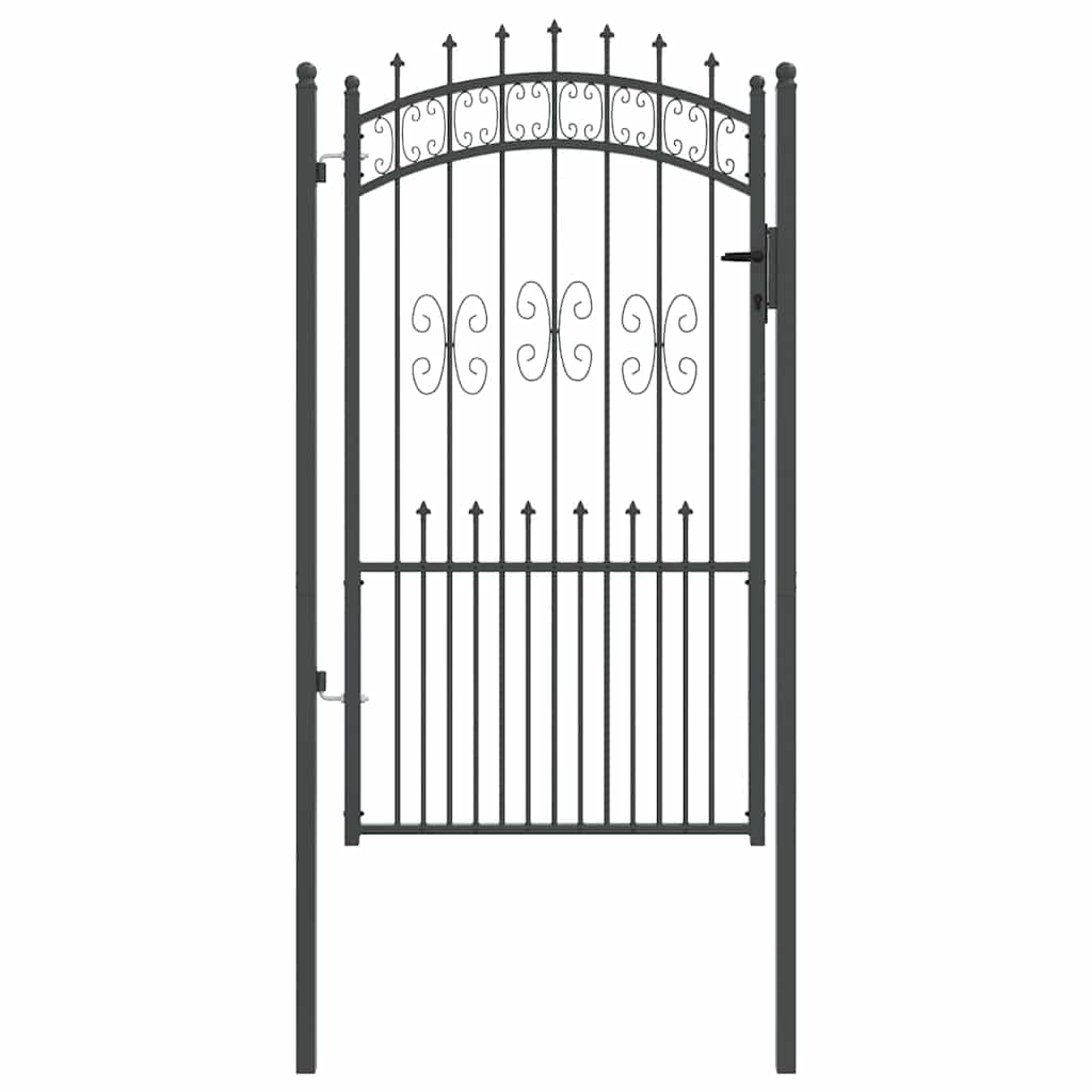 vidaXL Πύλη Φράχτη με Στρογγυλή Κορυφή Γκρι 103 x 175 cm Ατσάλι