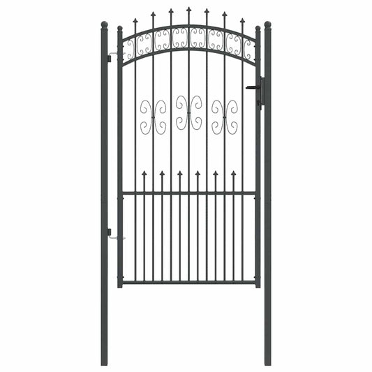 vidaXL Πύλη Φράχτη με Στρογγυλή Κορυφή Γκρι 103 x 175 cm Ατσάλι