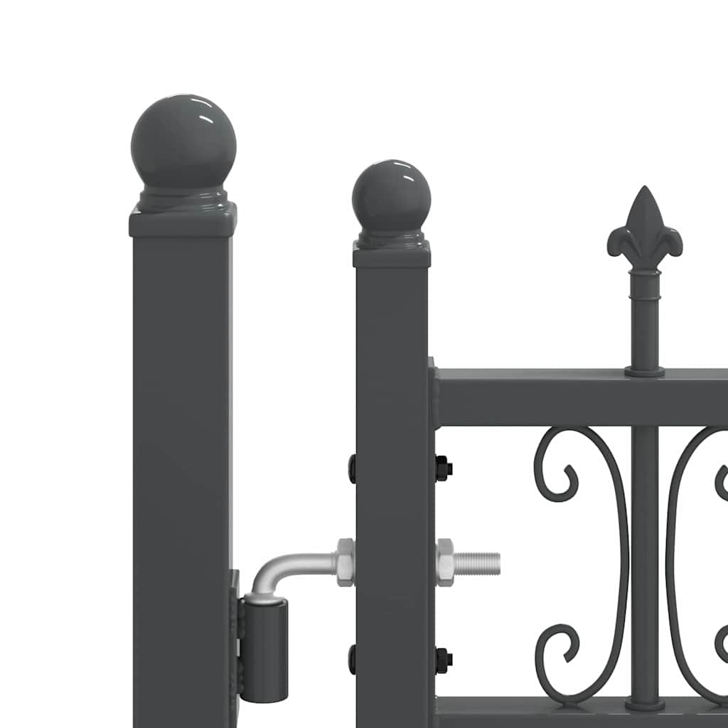 vidaXL Πύλη Φράχτη με Στρογγυλή Κορυφή Γκρι 305 x 75 εκ. Ατσάλι