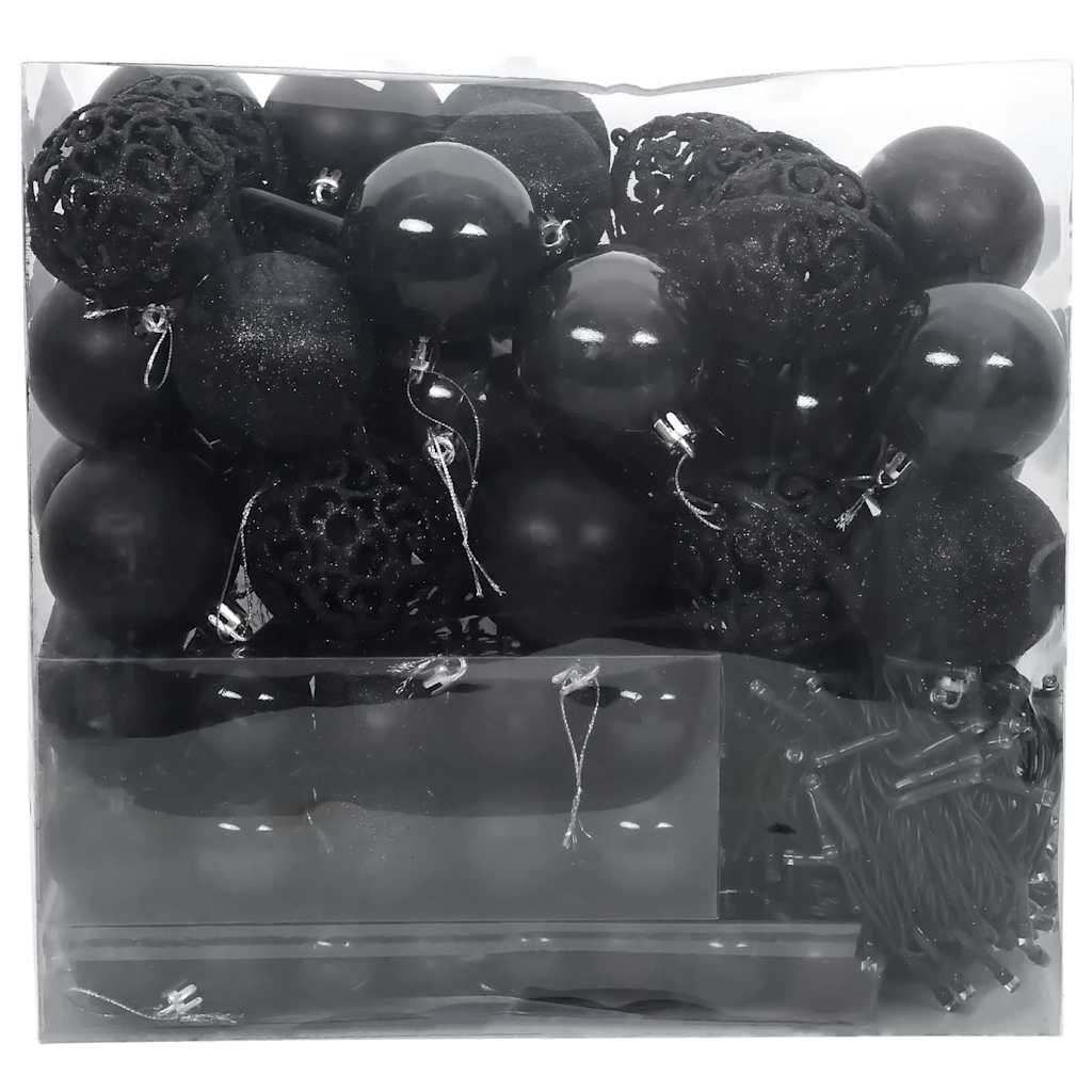 vidaXL Σετ Χριστουγεννιάτικων Στρογγυλών Μπαλίτσων 120 pcs Μαύρο