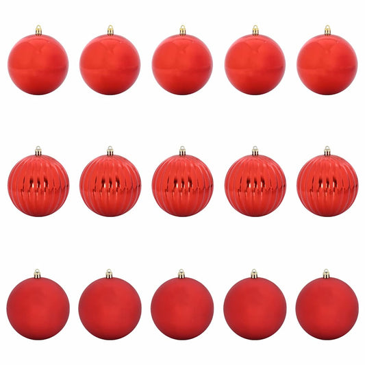 vidaXL Σέρβις Χριστουγεννιάτικων Σφαίρων XL 15 pcs Κόκκινο Πλαστικό