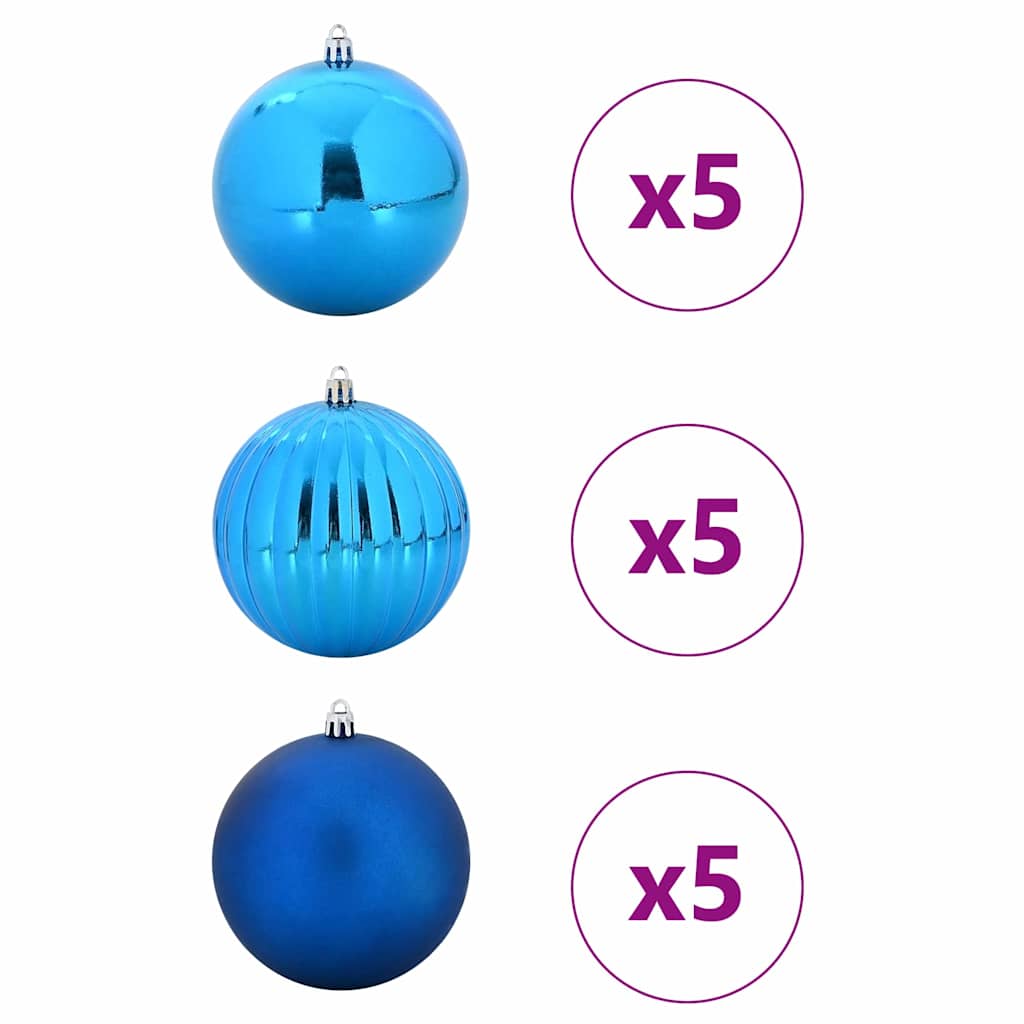 vidaXL Σετ Χριστουγεννιάτικων Μπαλονιών XL 15 pcs Μπλε Ø 10 εκ LED