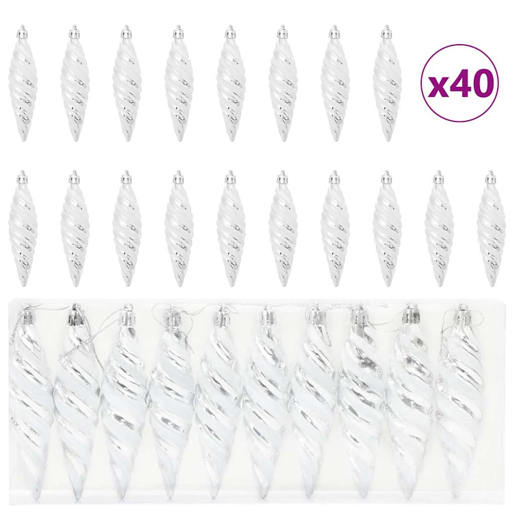 vidaXL Μπαλίτσα Χριστουγεννιάτικης Σπiral 40 pcs Ασημί Πλαστικό