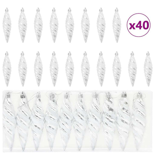 vidaXL Μπαλίτσα Χριστουγεννιάτικης Σπiral 40 pcs Ασημί Πλαστικό