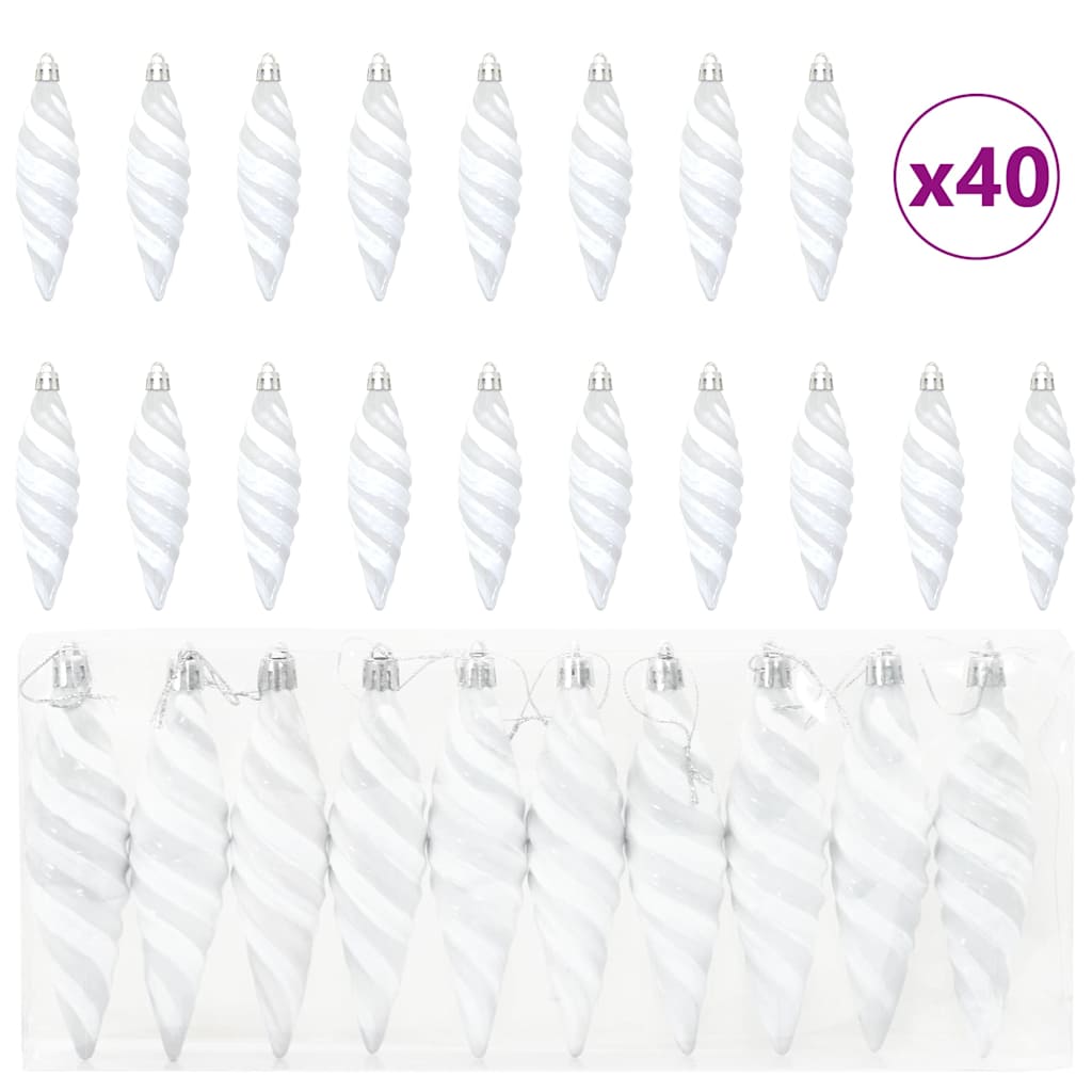vidaXL Μπαλίτσα Χριστουγεννιάτικης Σπiral 40 pcs Λευκό Πλαστικό