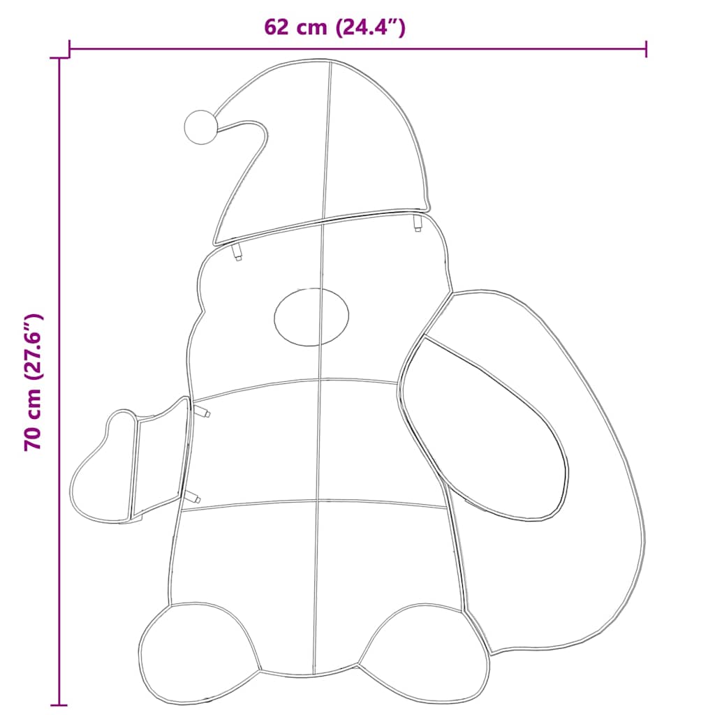 vidaXL Φωτεινός Άγιος Βασίλης Θερμό λευκό 62 x 70 εκ