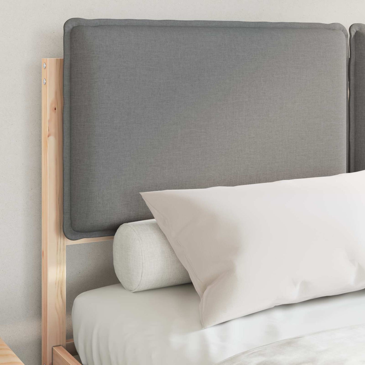 vidaXL Σκελετός Κρεβατιού με Επενδεδυμένο Κεφαλάρι Ανοιχτό γκρι
