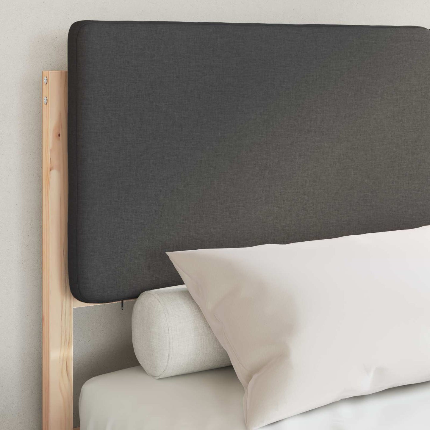 vidaXL Σκελετός Κρεβατιού με Επενδεδυμένο Κεφαλάρι Σκούρο Γκρι