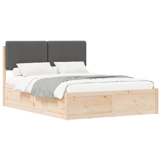 vidaXL Σκελετός Κρεβατιού με Επενδεδυμένο Κεφαλάρι Σκούρο Γκρι