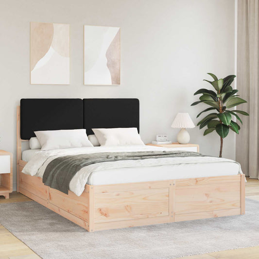 vidaXL Σκελετός Κρεβατιού με Επενδεδυμένο Κεφαλάρι Μαύρο 140 x 190 cm