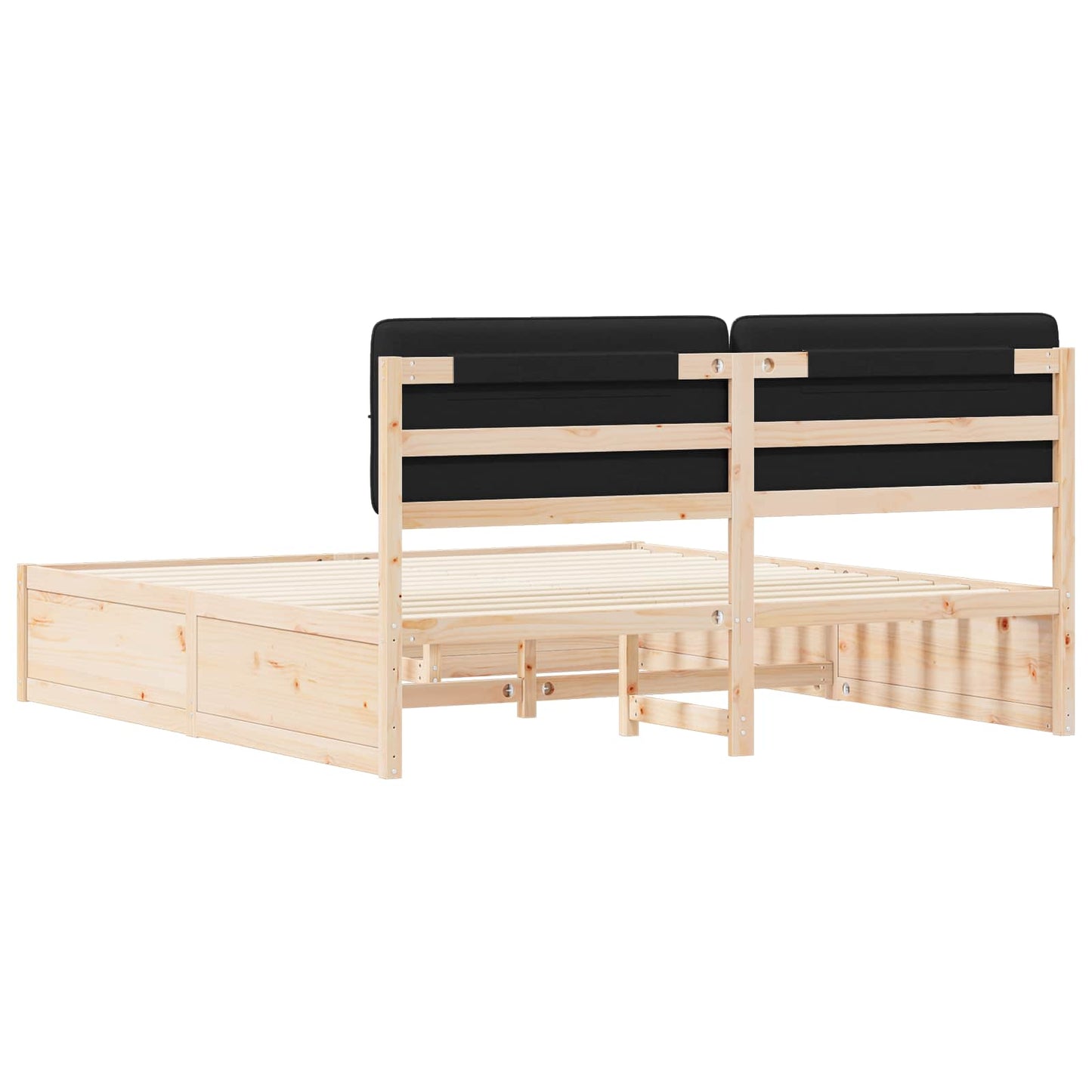 vidaXL Σκελετός Κρεβατιού με Επενδεδυμένο Κεφαλάρι Μαύρο 200 x 200 cm
