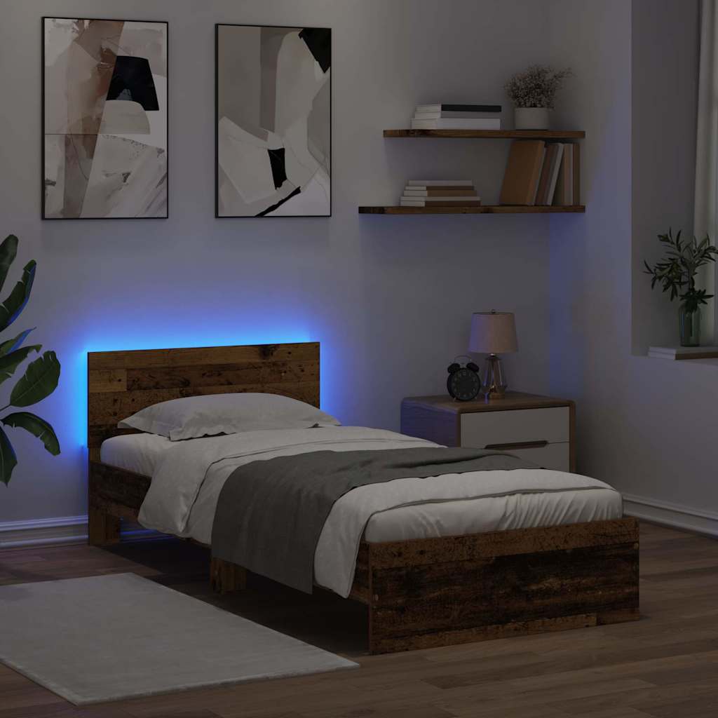 vidaXL Σκελετός Κρεβατιού Παλιό Ξύλο 90 x 200 cm Επεξεργασμένο ξύλο