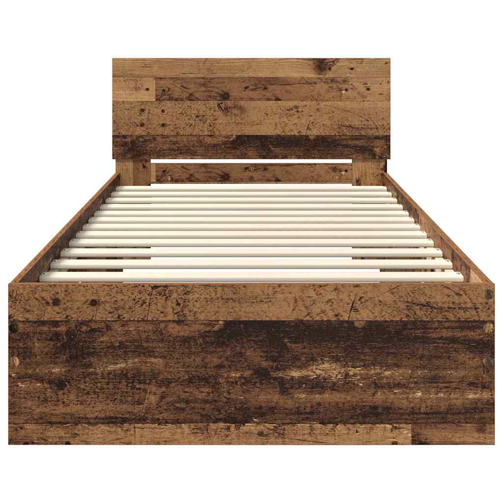 vidaXL Σκελετός Κρεβατιού Παλιό Ξύλο 90 x 200 cm Επεξεργασμένο ξύλο