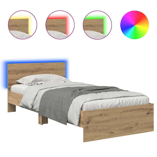 vidaXL Σκελετός Κρεβατιού Artisan Oak 90 x 200 cm Επεξεργασμένο ξύλο