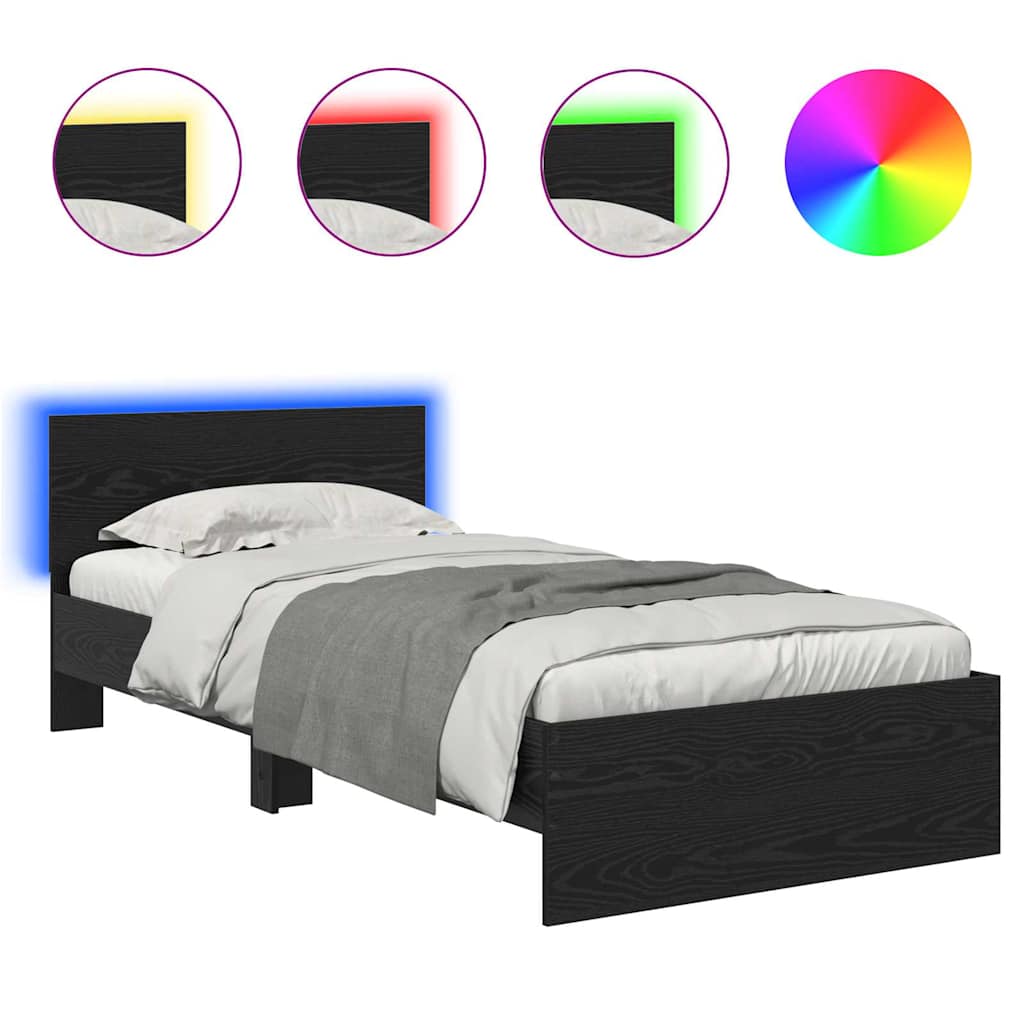 vidaXL Σκελετός Κρεβατιού Μαύρη Οξυά 90 x 200 cm Επεξεργασμένο ξύλο