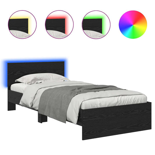 vidaXL Σκελετός Κρεβατιού Μαύρη Οξυά 90 x 190 cm Επεξεργασμένο ξύλο