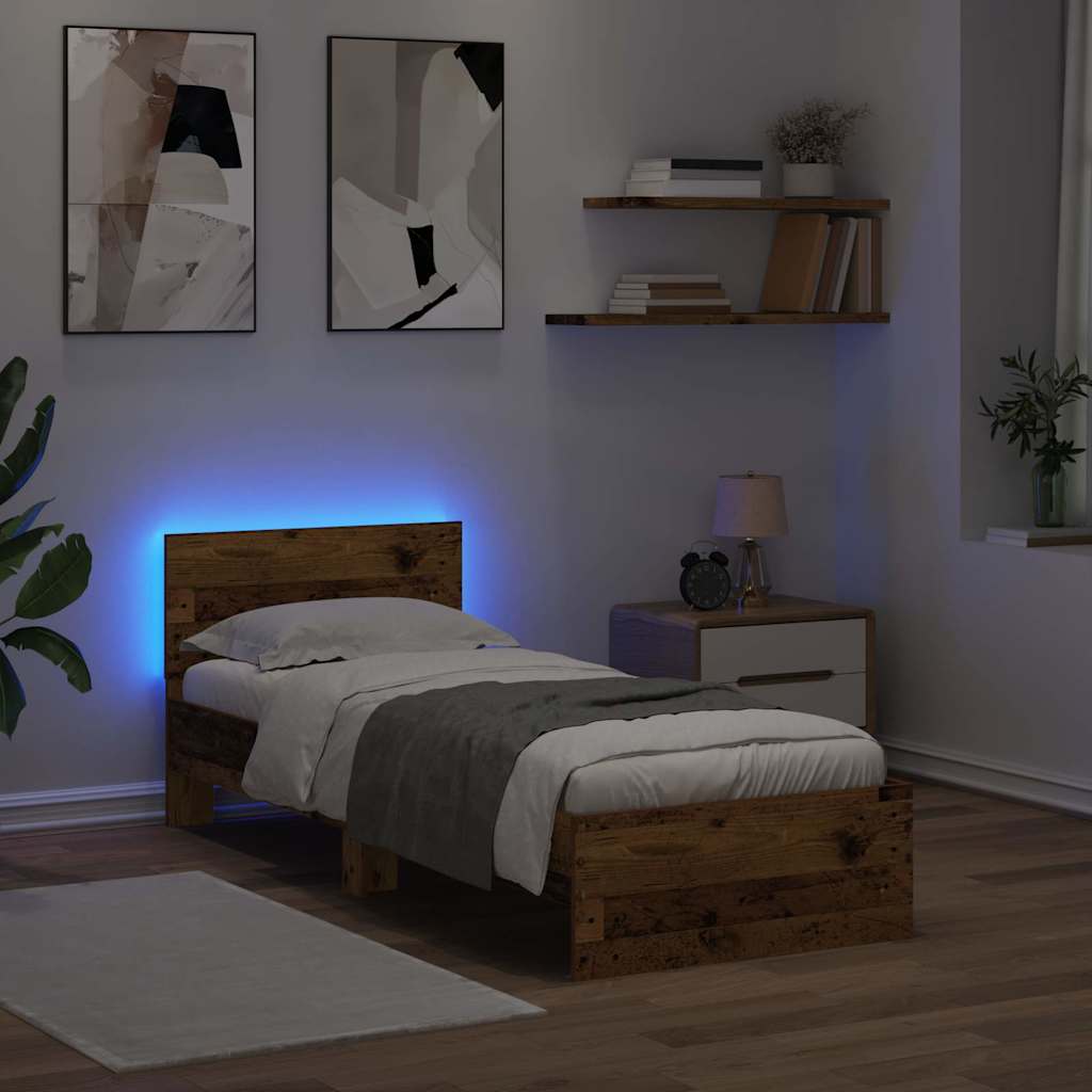 vidaXL Σκελετός Κρεβατιού Παλιό Ξύλο 75 x 190 cm Επεξεργασμένο ξύλο