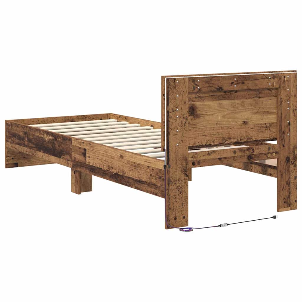 vidaXL Σκελετός Κρεβατιού Παλιό Ξύλο 75 x 190 cm Επεξεργασμένο ξύλο