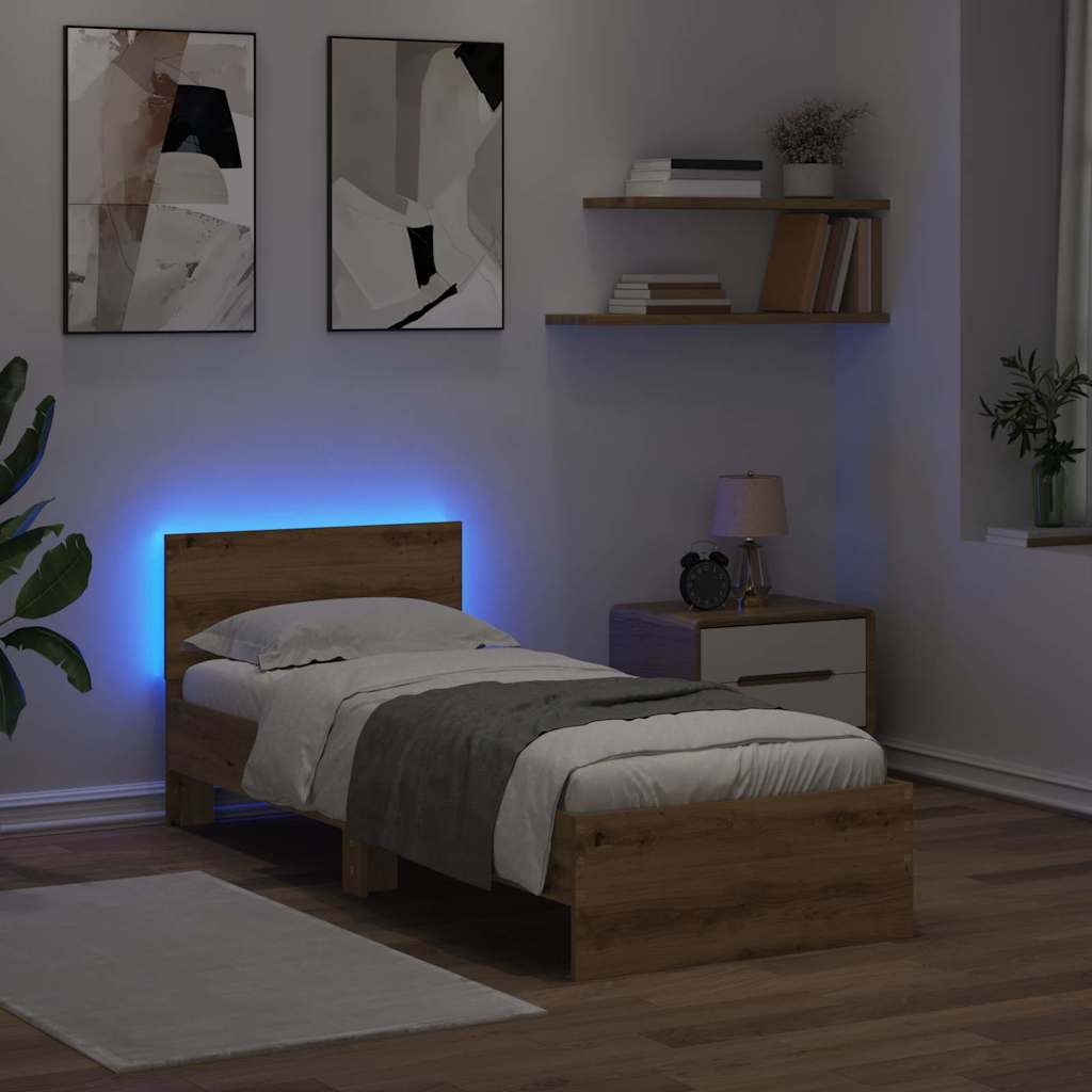 vidaXL Σκελετός Κρεβατιού Artisan Oak 75 x 190 cm Επεξεργασμένο ξύλο