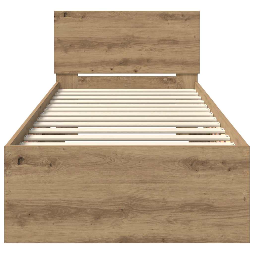 vidaXL Σκελετός Κρεβατιού Artisan Oak 75 x 190 cm Επεξεργασμένο ξύλο