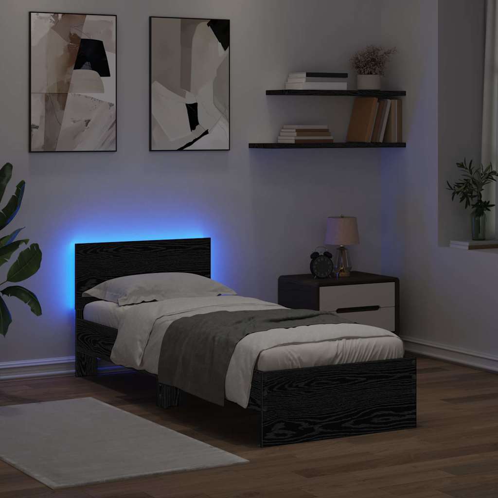 vidaXL Σκελετός Κρεβατιού Μαύρη Οξυά 75 x 190 cm Επεξεργασμένο ξύλο