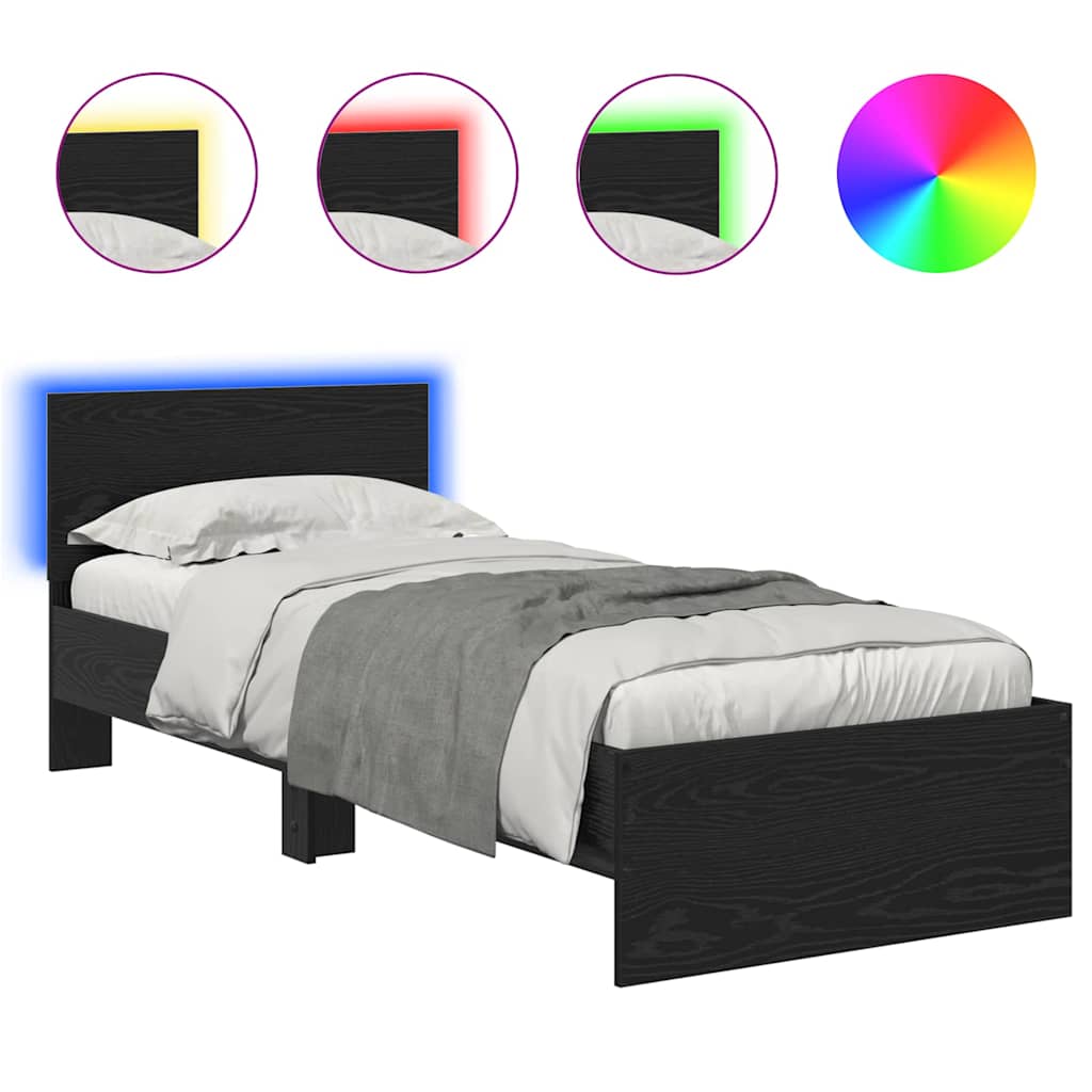 vidaXL Σκελετός Κρεβατιού Μαύρη Οξυά 75 x 190 cm Επεξεργασμένο ξύλο