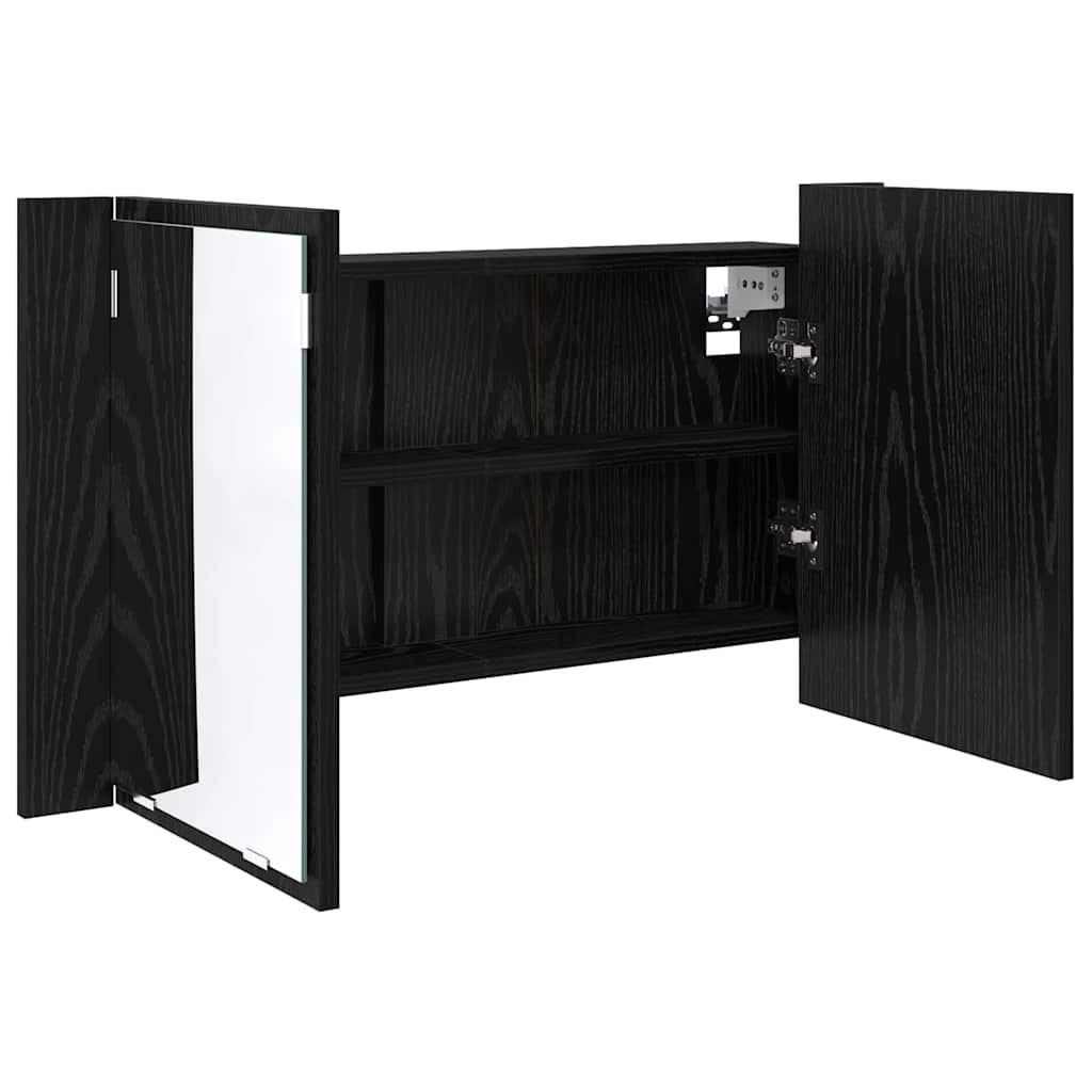 vidaXL Καθρέφτης Ντουλάπα Μπάνιου με ράφι Μαύρη Οξυά 80 x 12 x 45 εκ