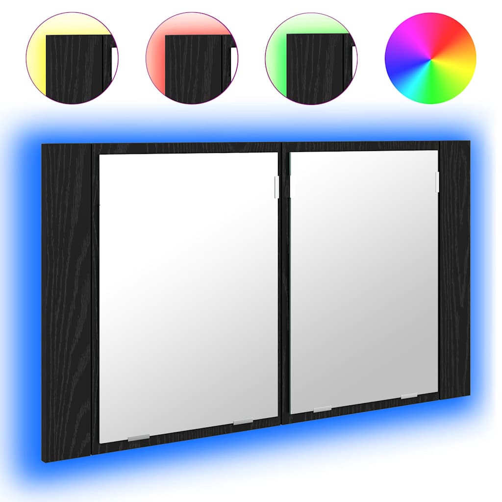 vidaXL Καθρέφτης Ντουλάπα Μπάνιου με ράφι Μαύρη Οξυά 80 x 12 x 45 εκ