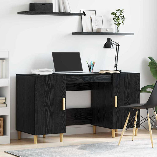vidaXL Γραφείο Μαύρη Οξυά Επεξεργασμένο Ξύλο 140 x 50 x 75 εκ.