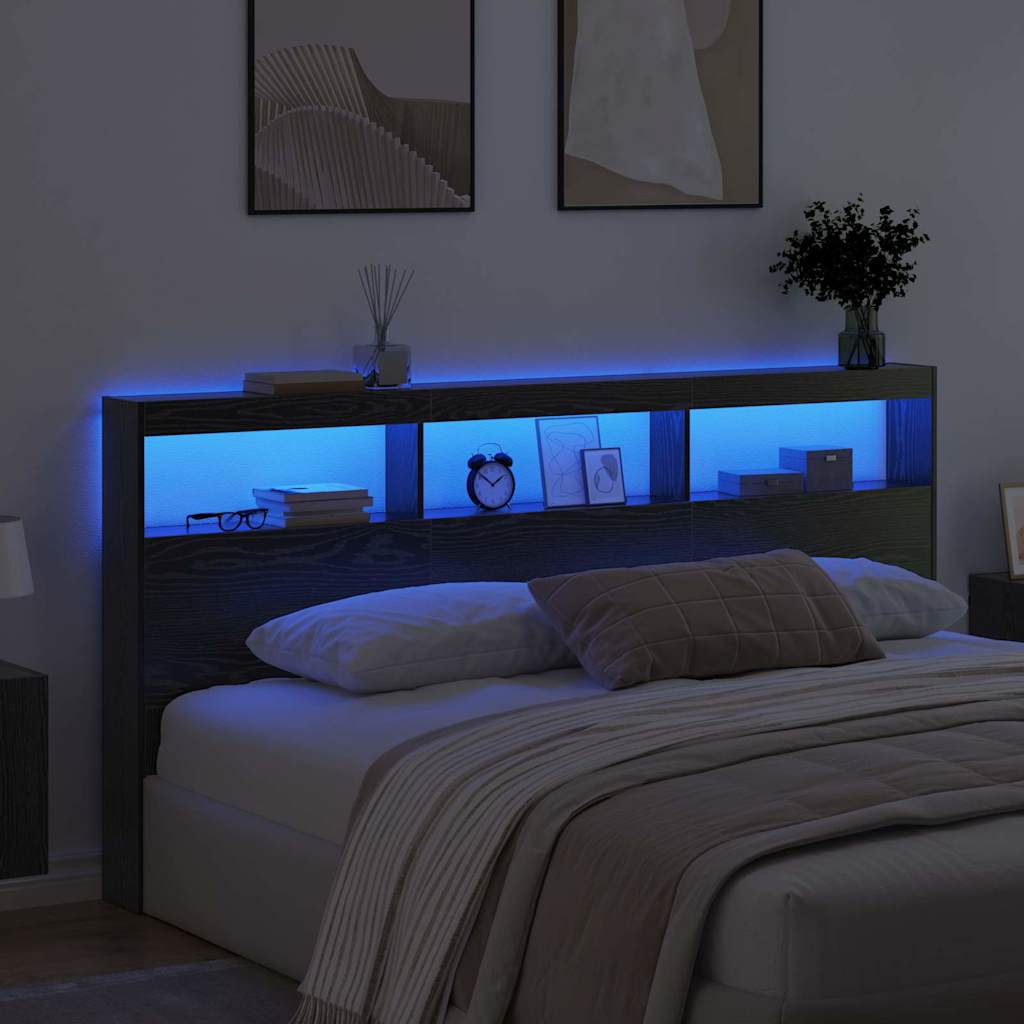 vidaXL Κεφαλάρι Μαύρη Οξυά 200 x 17 x 102 cm Επεξεργασμένο ξύλο