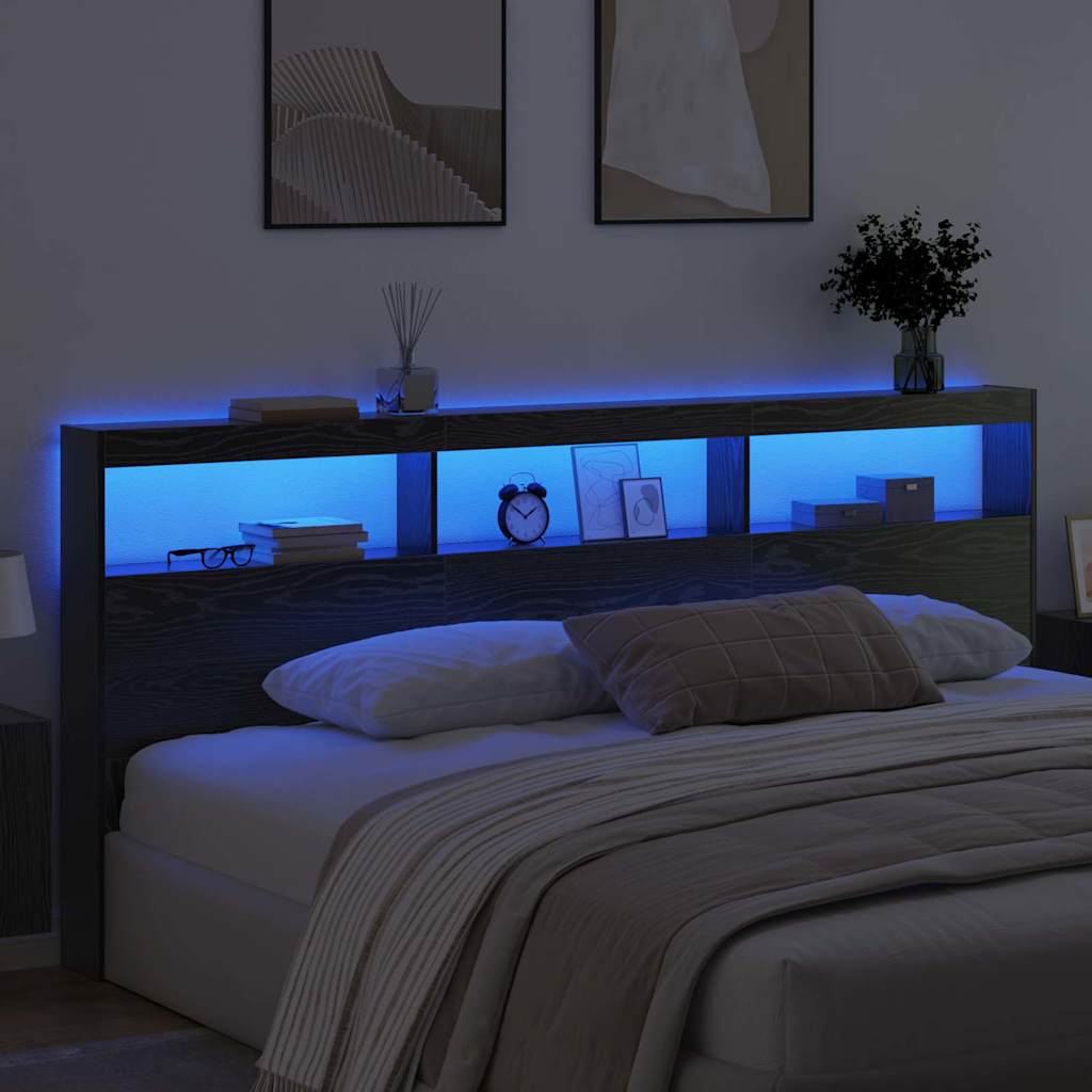 vidaXL Κεφαλάρι Μαύρη Οξυά 220 x 17 x 102 cm Επεξεργασμένο ξύλο