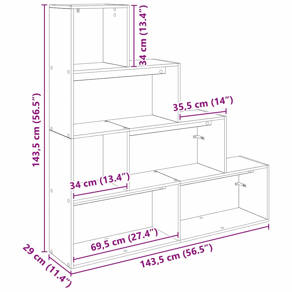 vidaXL Διαχωριστικό Ράφι Δωματίου Μαύρη Οξυά 143,5 x 29 x 143,5 εκ