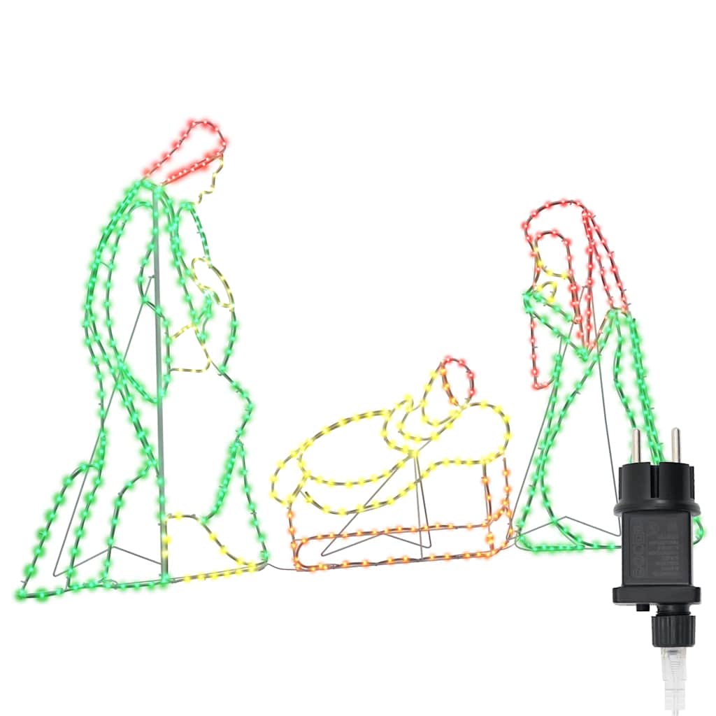 vidaXL Φωτισμένο Σκηνικό Γεννηθέντος Πολύχρωμο 112 x 72 εκ PVC