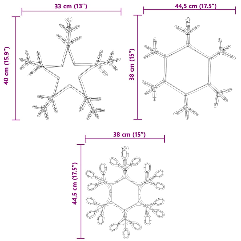 vidaXL Χριστουγεννιάτικη Νιφάδα με 252 LED Θερμό λευκό 45 x 38 εκ. PVC