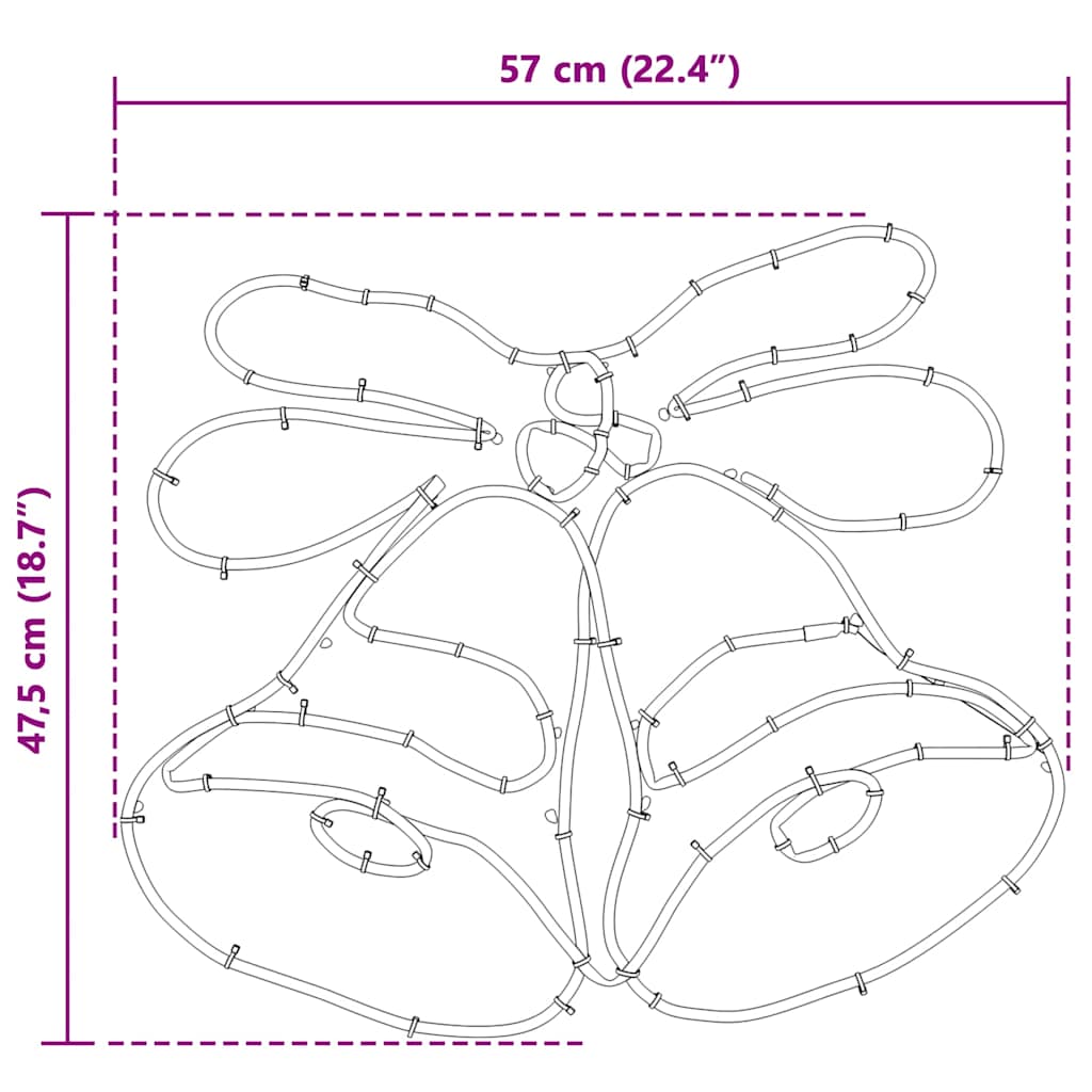 vidaXL Χριστουγεννιάτικη Καμπάνα με 144 LED Πολύχρωμο 56 x 46 εκ. PVC
